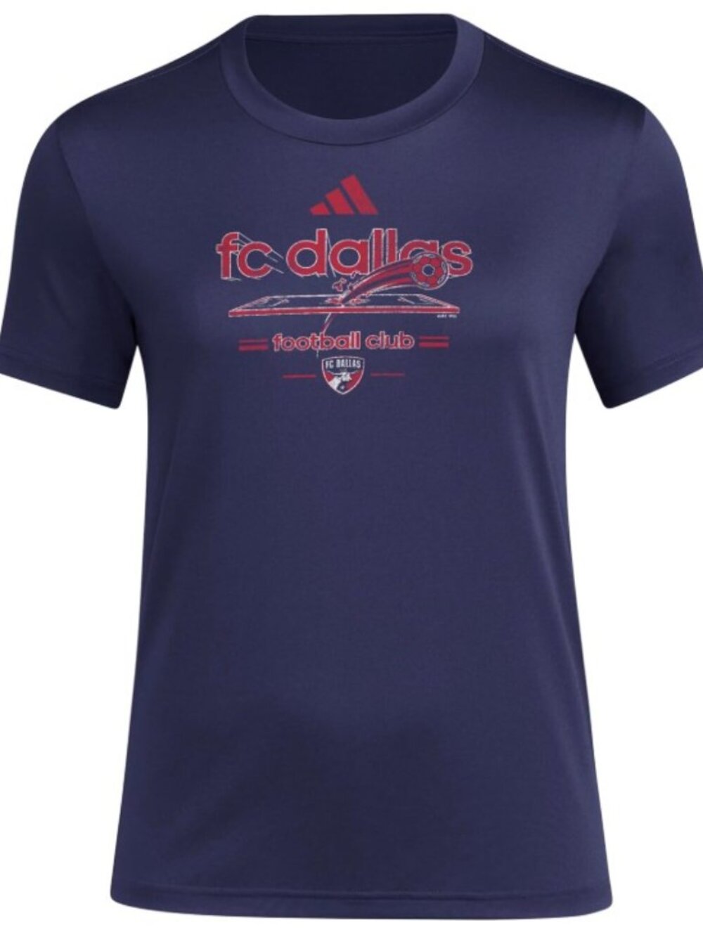 NWT Adidas FC Dallas Vintage Graphic Pre-Game Tee Navy Soccer Shirt